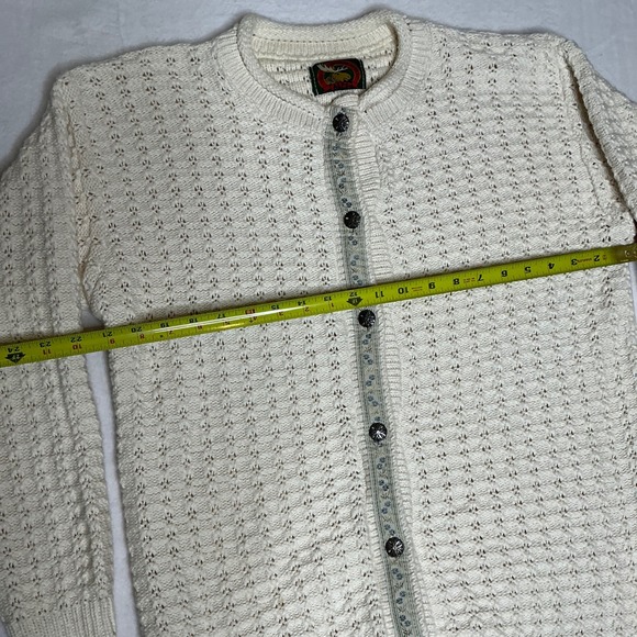 Vintage 90's Alps Ivory Chunky Handknit Floral Sweater Womens Grandma Fashion - Picture 4 of 7